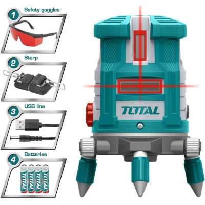 Total TLL306505 Γραμμικό Αλφάδι Laser Κόκκινης Δέσμης