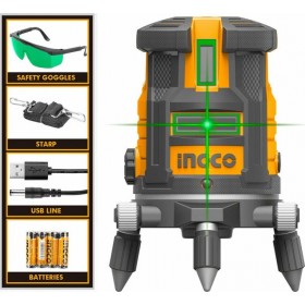 Ingco HLL305205 Αυτορυθμιζόμενο Γραμμικό Αλφάδι Laser Πράσινης Δέσμης Ingco HLL305205 Αυτορυθμιζόμενο Γραμμικό Αλφάδι Laser Πράσινης Δέσμης