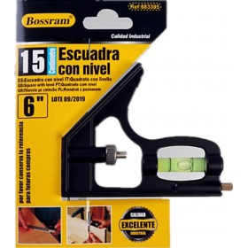 Bossram Γωνιόμετρο Μαραγκών 15cm Με Αλφάδι