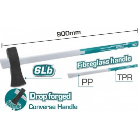 Total THT79806D Τσεκουροβαριά Σχισίματος με Πλαστική Λαβή Μήκους 90cm και Βάρους 2700gr