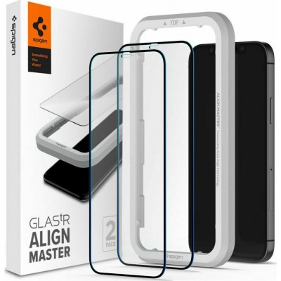 Spigen GLAS.tR ALIGNmaster Full Face Tempered Glass Black x2 Pieces (iPhone 13 Pro Max)