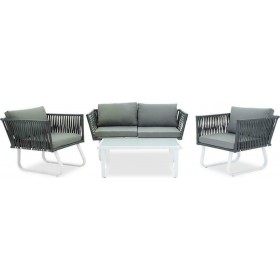 Σετ Σαλονιού Εξωτερικού Χώρου με Μαξιλάρια Ummo Λευκό Ματ / Γκρι 4τμχΚωδικός: 136-000006 