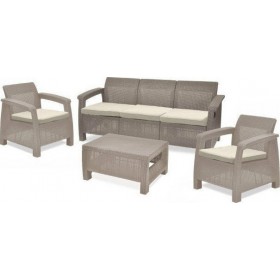 Σετ Σαλονιού Εξωτερικού Χώρου με Μαξιλάρια Corfu Triple Cappuccino 4τμχ