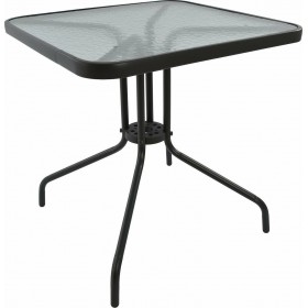 Τραπέζι για Μικρούς Εξωτερικούς Χώρους Μεταλλικό με Γυάλινη Επιφάνεια Figo Γκρι 70x70x72cmΚωδικός: HM5036.01 