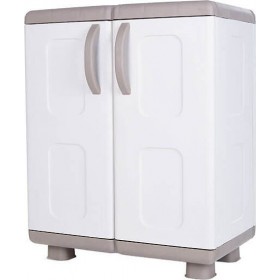 Δίφυλλη Ντουλάπα Ήβη Πλαστική με 2 Ράφια Μπεζ / Λευκό 73x44x96εκ.