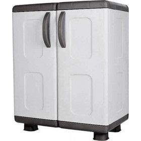 Δίφυλλη Ντουλάπα Ήβη Πλαστική με 2 Ράφια Γκρι / Ανθρακί 73x44x96εκ.