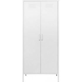 Δίφυλλη Ντουλάπα Μεταλλική με 2 Ράφια Λευκή 76x50x170εκ.Κωδικός: 32808-00 