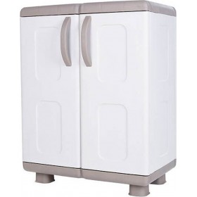 Παπουτσοθήκη Λήδα Πλαστική με 4 Ράφια Μπεζ/Λευκό 73x44x96εκ.