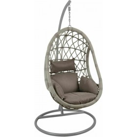Κούνια Φωλιά Macan Rattan με Βάση Γκρι / Μαξιλάρι Cappuccino Μ105xΠ105xΥ200εκ.