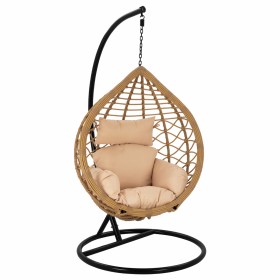 Κούνια Φωλιά Rattan με Βάση Μαύρο - Μπεζ Μ105xΠ105xΥ195εκ.