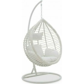 Κούνια Φωλιά Nadim Rattan με Βάση Λευκή Μ108xΠ125.5xΥ200εκ.