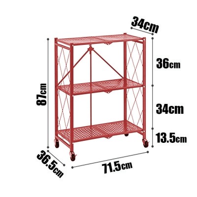 Ραφιέρα Μεταλλική με 3 Ράφια Κόκκινη 71.5x34x87cm