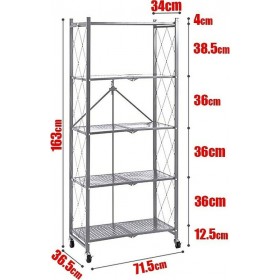 Ραφιέρα Μεταλλική με 5 Ράφια Γκρι 71.5x34x163cm