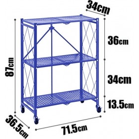 Ραφιέρα Μεταλλική με 3 Ράφια Μπλε 71.5x34x87cm