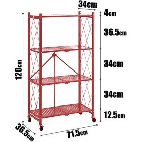 Ραφιέρα Μεταλλική με 4 Ράφια Κόκκινη 71.5x34x120cm
