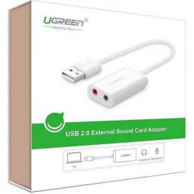 Ugreen US205 Εξωτερική USB Κάρτα Ήχου 2.0 σε Λευκό χρώμα Ugreen US205 Εξωτερική USB Κάρτα Ήχου 2.0 σε Λευκό χρώμα