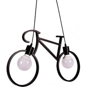 GloboStar Bike Μοντέρνο Κρεμαστό Φωτιστικό Δίφωτο με Ντουί E27 σε Μαύρο ΧρώμαΚωδικός: 01213 