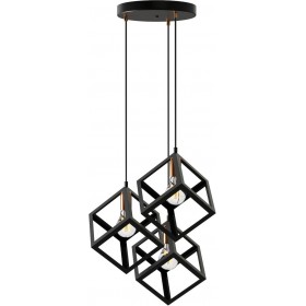 Alphab2b Μοντέρνο Κρεμαστό Φωτιστικό Τρίφωτο Πλέγμα με Ντουί E27 σε Μαύρο ΧρώμαΚωδικός: MEC-7331-3BLACK 