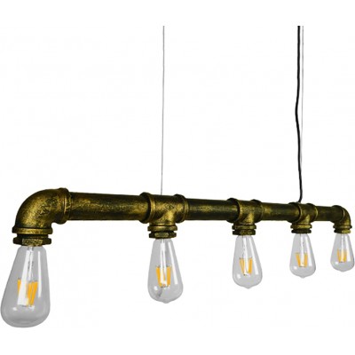 GloboStar Duct Vintage Κρεμαστό Φωτιστικό Πολύφωτο Ράγα με 5 Λαμπτήρες E27 σε Χάλκινο ΧρώμαΚωδικός: 01669 