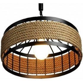 GloboStar Poli Vintage Κρεμαστό Φωτιστικό Μονόφωτο με Σχοινί και Ντουί E27 σε Καφέ ΧρώμαΚωδικός: 01146 