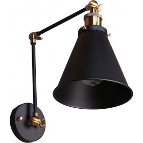 GloboStar Vintage Industrial Vintage Φωτιστικό Τοίχου με Ντουί E27 σε Μαύρο Χρώμα Πλάτους 19cmΚωδικός: 01037 