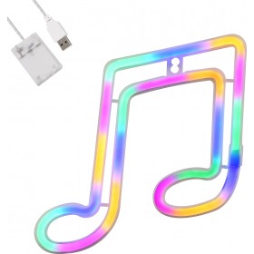 GloboStar Music Note Διακοσμητικό Φωτιστικό με Φωτισμό RGB Φιγούρα Neon σε Λευκό Χρώμα GloboStar Music Note Διακοσμητικό Φωτιστικό με Φωτισμό RGB Φιγούρα Neon σε Λευκό Χρώμα
