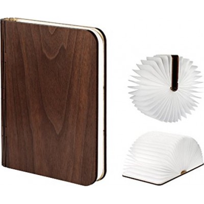 Gingko Wood Grain Διακοσμητικό Φωτιστικό Βιβλίο LED σε Καφέ Χρώμα