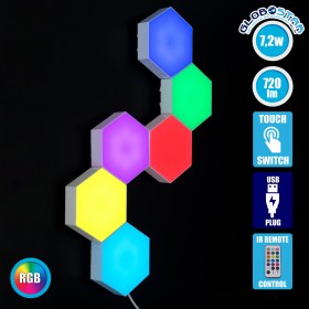 GloboStar Διακοσμητικό Φωτιστικό με Φωτισμό RGB Hexagon LED Πολύχρωμο GloboStar Διακοσμητικό Φωτιστικό με Φωτισμό RGB Hexagon LED Πολύχρωμο