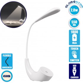 GloboStar Tesler Επαναφορτιζόμενο Φωτιστικό Γραφείου LED με Εύκαμπτο Βραχίονα σε Μαύρο ΧρώμαΚωδικός: 76500 