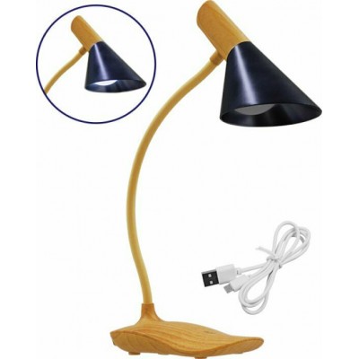 GloboStar Draper Φωτιστικό Γραφείου LED Ύψους: 25.5cm με Ξύλο σε Μαύρο ΧρώμαΚωδικός: 01437 