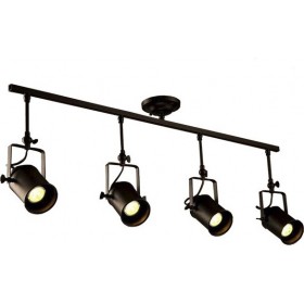 GloboStar Industrial Hollywood Σποτ με 4 Φώτα και Ντουί E27 σε Μαύρο Χρώμα GloboStar Industrial Hollywood Σποτ με 4 Φώτα και Ντουί E27 σε Μαύρο Χρώμα