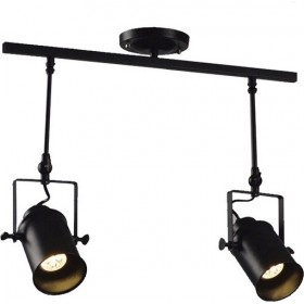 GloboStar Industrial Hollywood Διπλό Σποτ με Ντουί E27 σε Μαύρο Χρώμα GloboStar Industrial Hollywood Διπλό Σποτ με Ντουί E27 σε Μαύρο Χρώμα