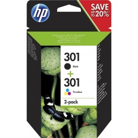 HP 301 Black/Tri-color 2-pack Μελάνι Εκτυπωτή InkJet Πολλαπλό (Color) (N9J72AE)