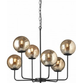 Aca Πολυέλαιος 6xE14 Ø65cm Μαύρος OD905806PAM