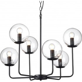 Aca Πολυέλαιος 6xE14 Ø65cm Μαύρος OD905806PCL