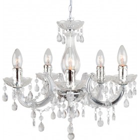 Fan Europe Houston Πολυέλαιος 5xE14 Ø44cm με Κεράκια Διάφανος 356121