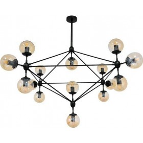 GloboStar Sentinel Πολυέλαιος 15xE27 Ø150cm Μαύρος 150cm 01637