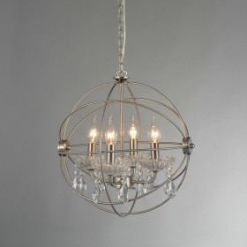 Aca AD15004 Πολυέλαιος 4xE14 Ø40cm με Κεράκια Ασημί Aca AD15004 Πολυέλαιος 4xE14 Ø40cm με Κεράκια Ασημί