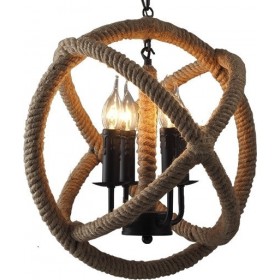 GloboStar Vitruvian Πολυέλαιος 4xE14 Ø53cm με Σχοινί Μπεζ 01141