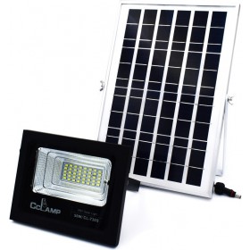 Στεγανός Ηλιακός Προβολέας IP67 Ισχύος 50W με Τηλεχειριστήριο και Αισθητήρα Φωτός και Ψυχρό Λευκό Φως σε Μαύρο χρώμα CL-730S