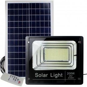 JD-8200 Στεγανός Ηλιακός Προβολέας IP67 Ισχύος 200W με Τηλεχειριστήριο σε Μαύρο χρώμα 37991