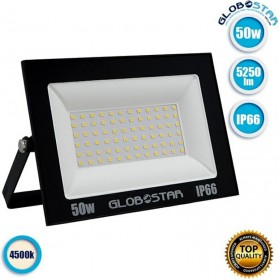 GloboStar Osiris Στεγανός Προβολέας IP66 Ισχύος 50W με Φυσικό Λευκό Φως σε Μαύρο χρώμα 12330