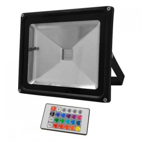 GloboStar Στεγανός Προβολέας IP65 Ισχύος 30W με Τηλεχειριστήριο RGB σε Ασημί χρώμα 62002