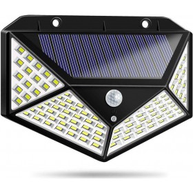 Ηλιακό Φωτιστικό Επιτοίχιας Τοποθέτησης IP64 με Ανιχνευτή Κίνησης και Αισθητήρα Φωτός 100 LED 7W 900 Lumens σε Μαύρο Χρώμα 000.2 Ηλιακό Φωτιστικό Επιτοίχιας Τοποθέτησης IP64 με Ανιχνευτή Κίνησης και Αισθητήρα Φωτός 100 LED 7W 900 Lumens σε Μαύρο Χρώμα 000.2