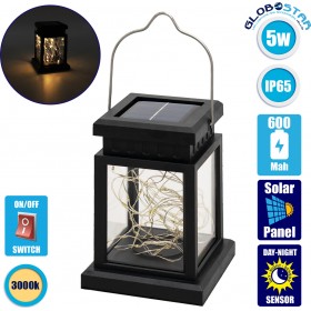 GloboStar Στεγανό Κρεμαστό Ηλιακό Φωτιστικό IP65 με Αισθητήρα Φωτός και Θερμό Λευκό Φως 5W 300lm σε Μαύρο Χρώμα 71505 GloboStar Στεγανό Κρεμαστό Ηλιακό Φωτιστικό IP65 με Αισθητήρα Φωτός και Θερμό Λευκό Φως 5W 300lm σε Μαύρο Χρώμα 71505