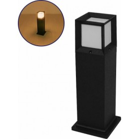 GloboStar Στεγανό Φωτιστικό Κολωνάκι Εξωτερικού Χώρου E27 σε Μαύρο Χρώμα 15x15x58cm 12143