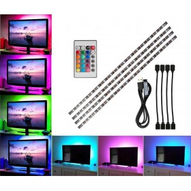 Αδιάβροχη Ταινία LED Τροφοδοσίας USB (5V) RGB Μήκους 4x50cm και 60 LED ανά Μέτρο με Τηλεχειριστήριο Τύπου SMD5050Κωδικός: PM62 