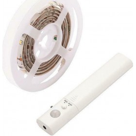 Eurolamp Αδιάβροχη Ταινία LED Τροφοδοσίας Μπαταρίας με Θερμό Λευκό Φως Μήκους 1m και 30 LED ανά Μέτρο με Αισθητήρα Κίνησης Τύπου