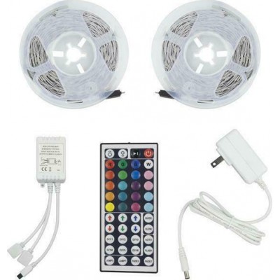 Eurolamp Ταινία LED Τροφοδοσίας 12V RGB Μήκους 2x5m και 60 LED ανά Μέτρο Σετ με Τηλεχειριστήριο και Τροφοδοτικό Τύπου SMD5050Κωδ