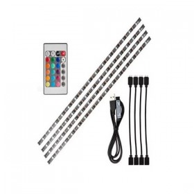 USB TV Strip Light Ταινία LED Τροφοδοσίας USB (5V) RGB Μήκους 4x50cm και 60 LED ανά Μέτρο με Τηλεχειριστήριο Τύπου SMD5050